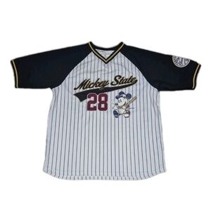 Mickey State Adult Baseball Shirt - Navy and White Size Large